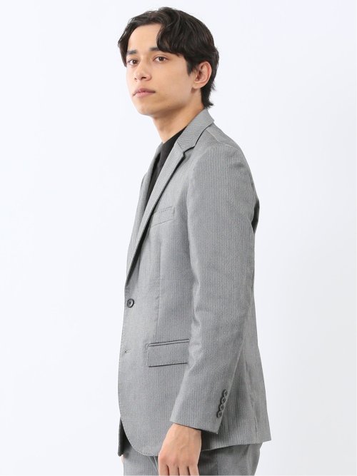 クロスストレッチ スリムフィット 2ボタンジャケット グレー(セットアップ可能)