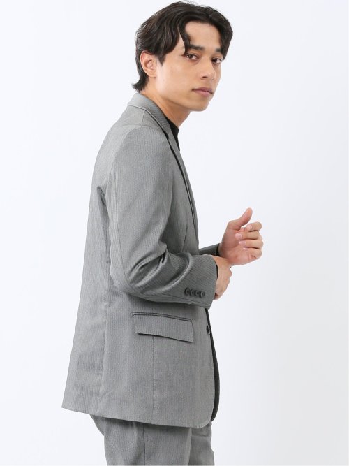クロスストレッチ スリムフィット 2ボタンジャケット グレー(セットアップ可能)
