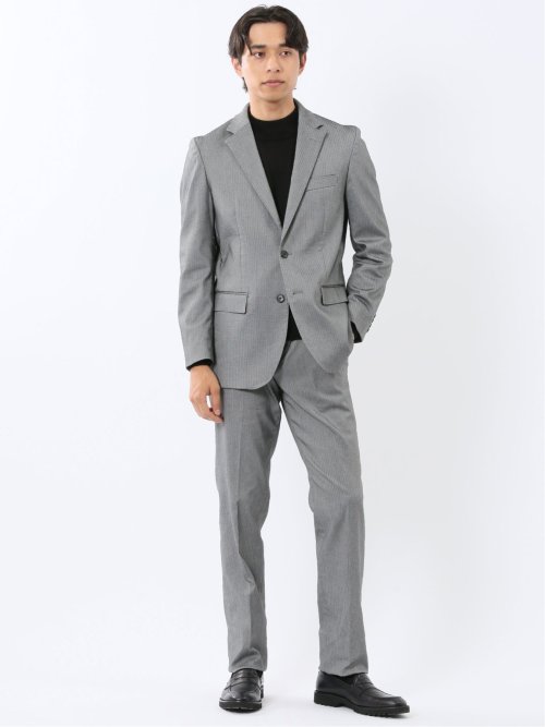 クロスストレッチ スリムフィット 2ボタンジャケット グレー(セットアップ可能)