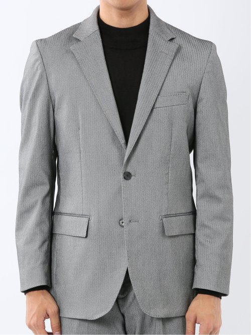 クロスストレッチ スリムフィット 2ボタンジャケット グレー(セットアップ可能)