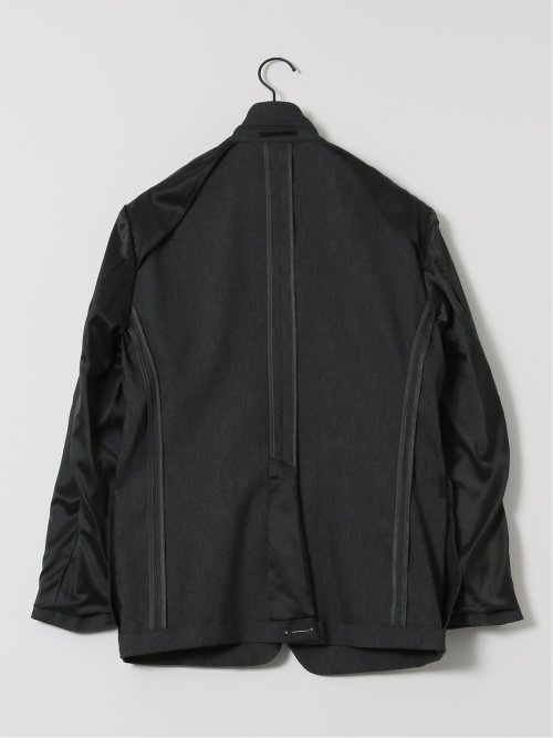 クロスストレッチ スリムフィット 2ボタンジャケット デニム風黒(セットアップ可能)