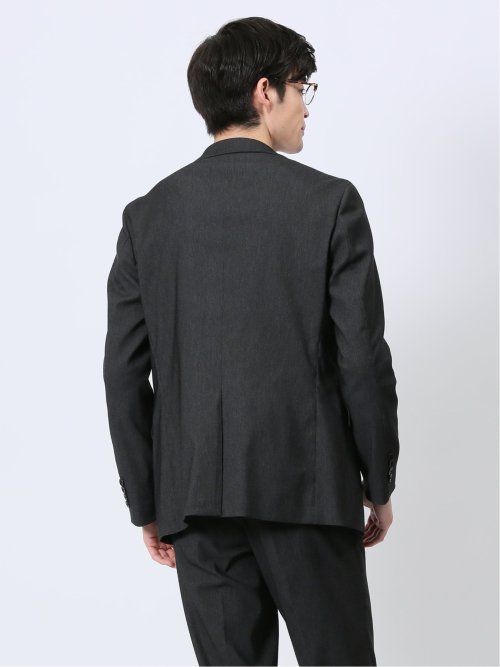 クロスストレッチ スリムフィット 2ボタンジャケット デニム風黒