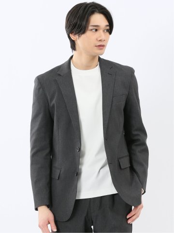 クロスストレッチ スリムフィット 2ボタンジャケット 黒(セットアップ可能)