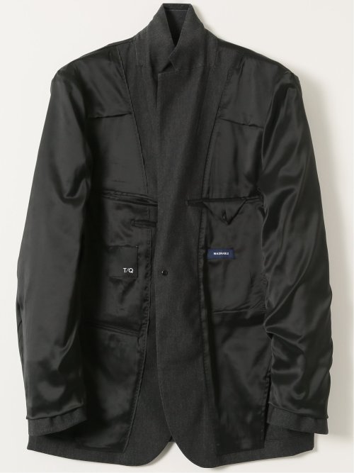 クロスストレッチ スリムフィット 2ボタンジャケット 黒(セットアップ可能)