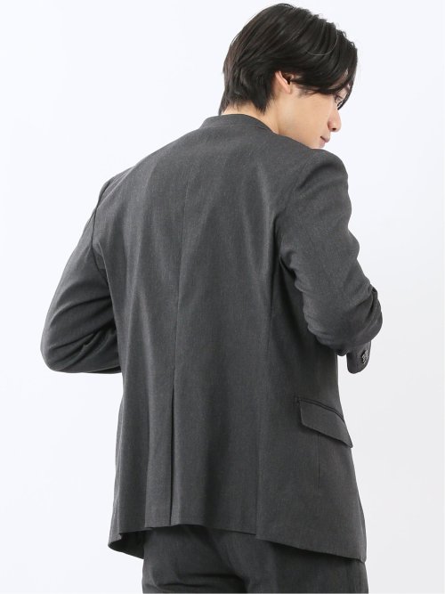 クロスストレッチ スリムフィット 2ボタンジャケット 黒(セットアップ可能)