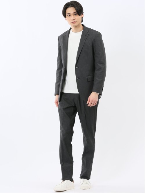 クロスストレッチ スリムフィット 2ボタンジャケット 黒(セットアップ可能)