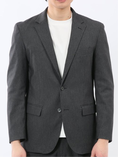 クロスストレッチ スリムフィット 2ボタンジャケット 黒(セットアップ可能)