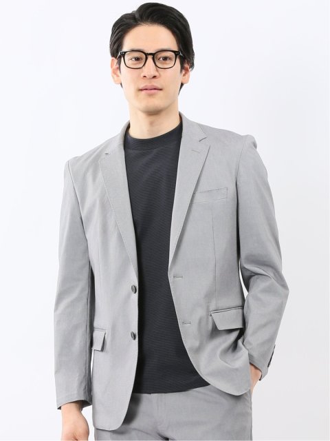 クロスストレッチ スリムフィット 2ボタンジャケット ライトグレー(セットアップ可能)