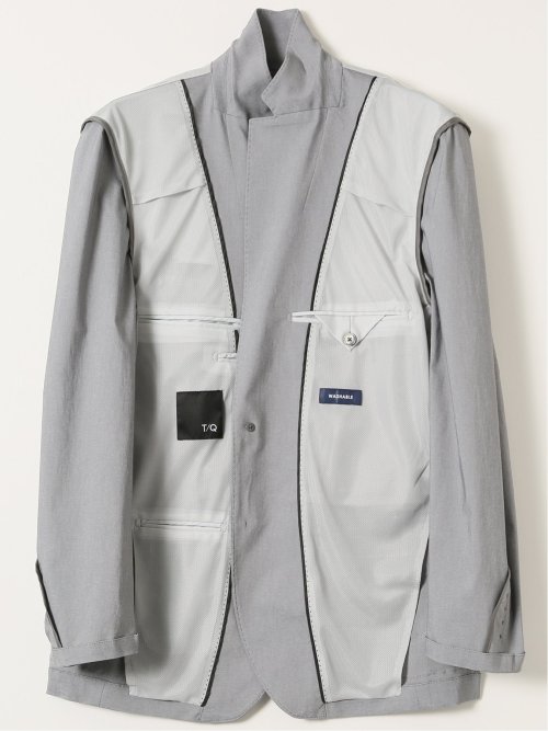 クロスストレッチ スリムフィット 2ボタンジャケット ライトグレー(セットアップ可能)