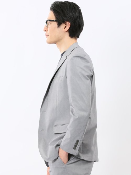 クロスストレッチ スリムフィット 2ボタンジャケット ライトグレー(セットアップ可能)