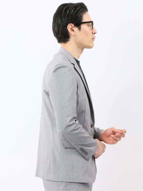 クロスストレッチ スリムフィット 2ボタンジャケット ライトグレー(セットアップ可能)