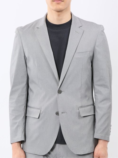 クロスストレッチ スリムフィット 2ボタンジャケット ライトグレー(セットアップ可能)