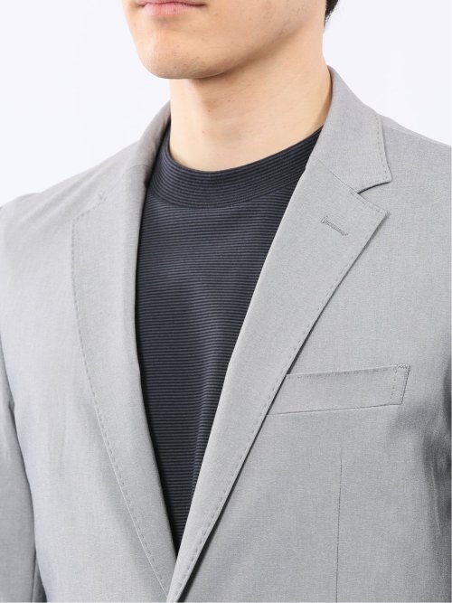 クロスストレッチ スリムフィット 2ボタンジャケット ライトグレー(セットアップ可能)
