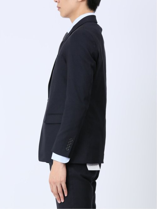 クロスストレッチ裏起毛 スリムフィット 2ボタンジャケット ピケ紺(セットアップ可能)