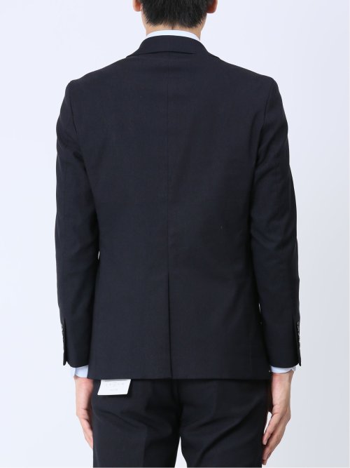 クロスストレッチ裏起毛 スリムフィット 2ボタンジャケット ピケ紺(セットアップ可能)