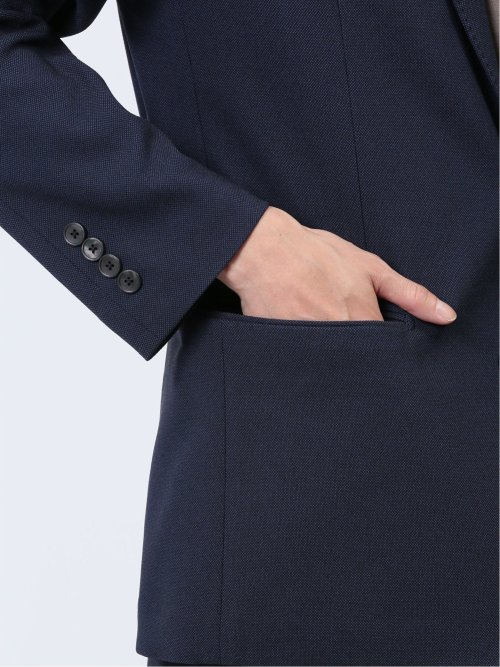 クロスストレッチ スリムフィット 2ボタンジャケット バーズアイ紺(セットアップ可能)