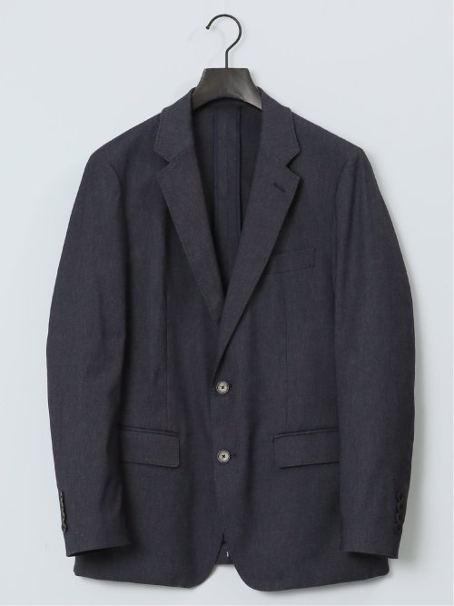 クロスストレッチ スリムフィット 2ボタンジャケット デニム風紺(セットアップ可能)
