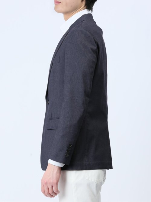 クロスストレッチ スリムフィット 2ボタンジャケット デニム風紺(セットアップ可能)