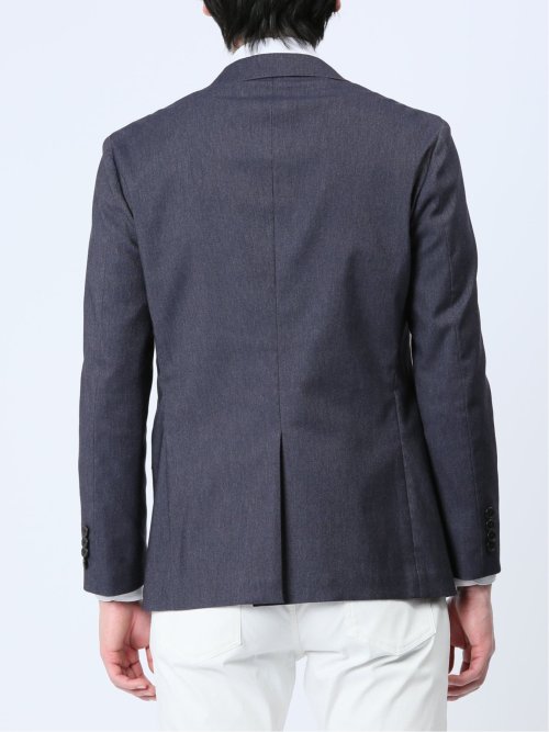 クロスストレッチ スリムフィット 2ボタンジャケット デニム風紺(セットアップ可能)