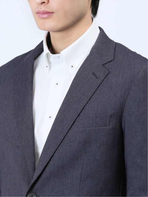 クロスストレッチ スリムフィット 2ボタンジャケット デニム風紺(セットアップ可能)