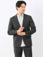 クロスストレッチ スリムフィット 2ボタンジャケット デニム調黒(セットアップ可能)