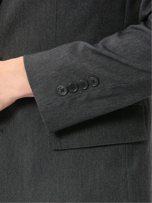 クロスストレッチ スリムフィット 2ボタンジャケット デニム調黒(セットアップ可能)