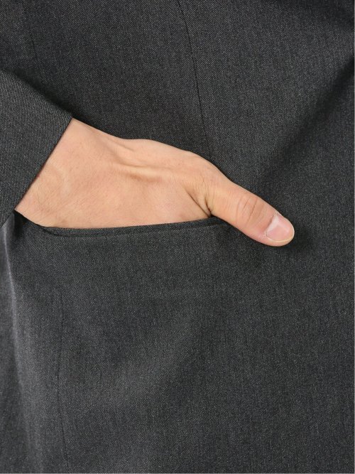 クロスストレッチ スリムフィット 2ボタンジャケット デニム調黒(セットアップ可能)