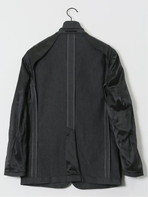 クロスストレッチ スリムフィット 2ボタンジャケット デニム調黒(セットアップ可能)