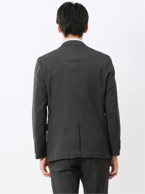 クロスストレッチ スリムフィット 2ボタンジャケット デニム調黒(セットアップ可能)