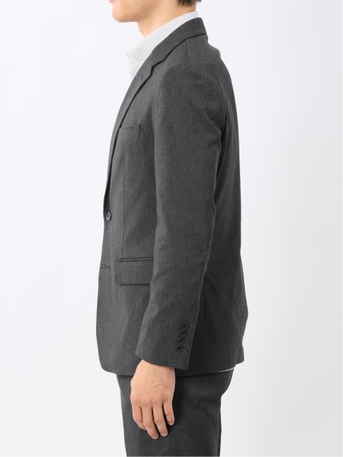 クロスストレッチ スリムフィット 2ボタンジャケット デニム調黒(セットアップ可能)