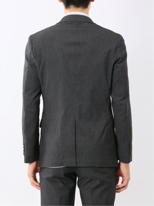 クロスストレッチ スリムフィット 2ボタンジャケット デニム調黒(セットアップ可能)