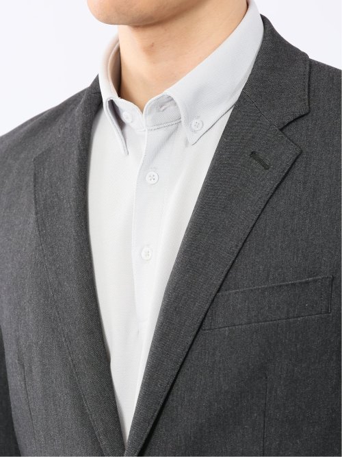 クロスストレッチ スリムフィット 2ボタンジャケット デニム調黒(セットアップ可能)