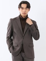 クロスストレッチ スリムフィット 2ボタンジャケット 茶(セットアップ可能)