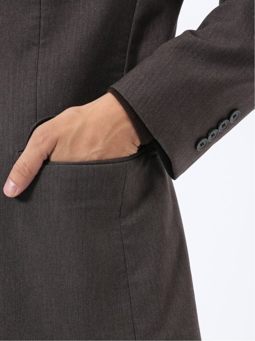 クロスストレッチ スリムフィット 2ボタンジャケット 茶(セットアップ可能)