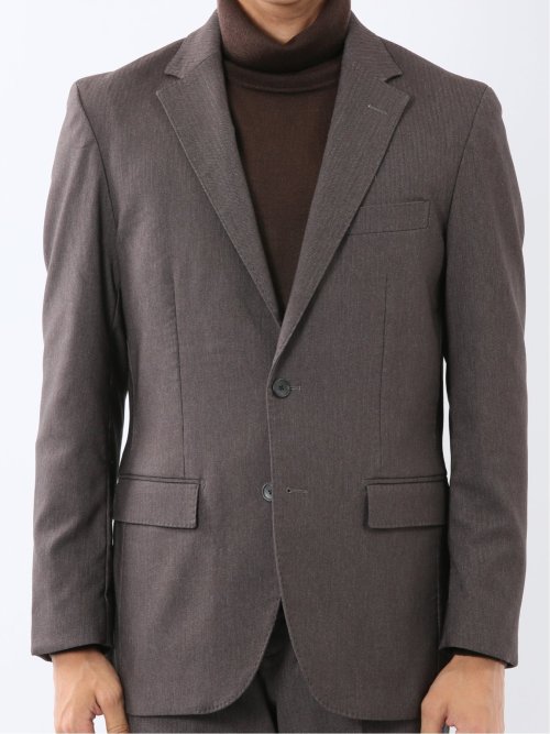 クロスストレッチ スリムフィット 2ボタンジャケット 茶(セットアップ可能)