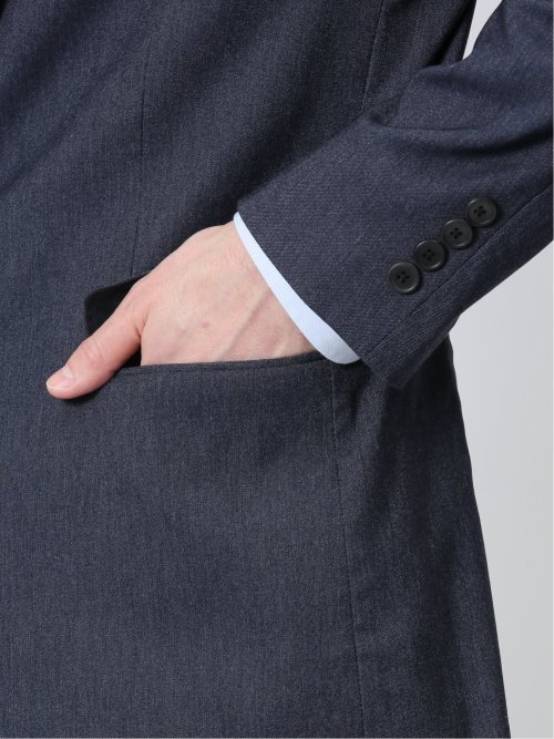 クロスストレッチ スリムフィット 2ボタンジャケット デニム風紺(セットアップ可能)