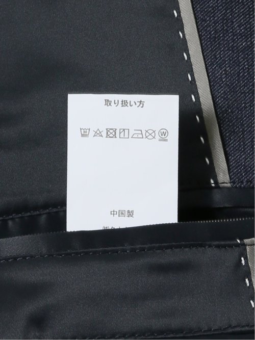 クロスストレッチ スリムフィット 2ボタンジャケット デニム風紺(セットアップ可能)