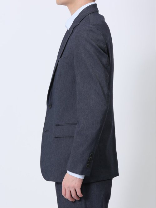 クロスストレッチ スリムフィット 2ボタンジャケット デニム風紺(セットアップ可能)