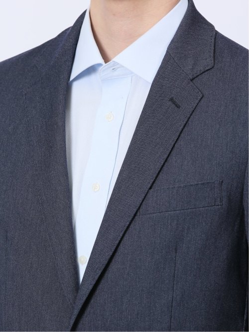 クロスストレッチ スリムフィット 2ボタンジャケット デニム風紺(セットアップ可能)