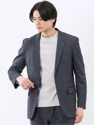 クロスストレッチ スリムフィット 2ボタンジャケット 紺(セットアップ可能)