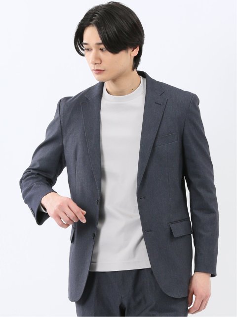 クロスストレッチ スリムフィット 2ボタンジャケット 紺(セットアップ可能)