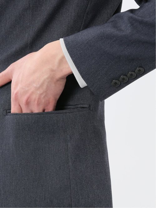 クロスストレッチ スリムフィット 2ボタンジャケット 紺(セットアップ可能)