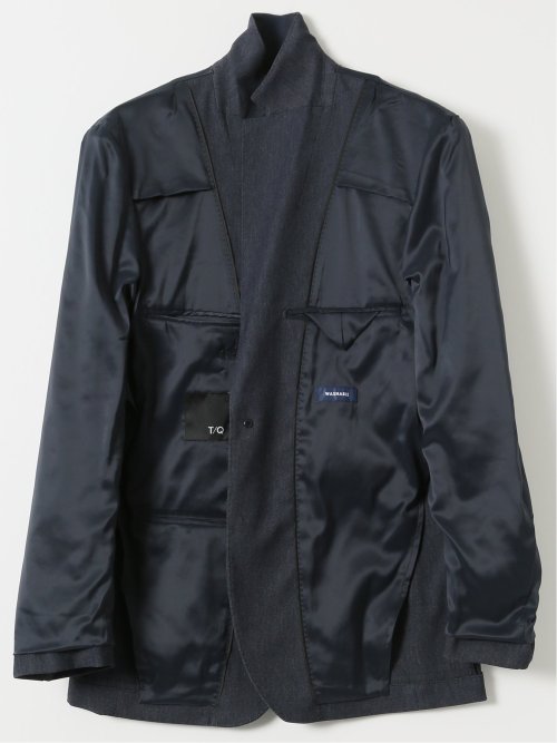 クロスストレッチ スリムフィット 2ボタンジャケット 紺(セットアップ可能)