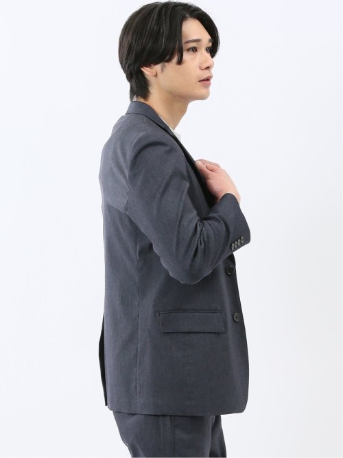 クロスストレッチ スリムフィット 2ボタンジャケット 紺(セットアップ可能)