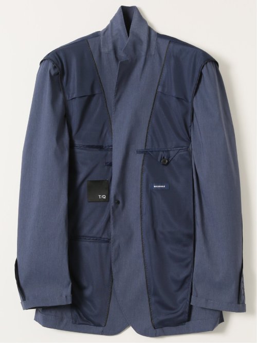 クロスストレッチ スリムフィット 2ボタンジャケット 青(セットアップ可能)