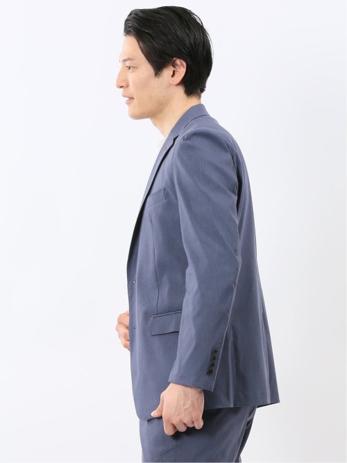 クロスストレッチ スリムフィット 2ボタンジャケット 青(セットアップ可能)