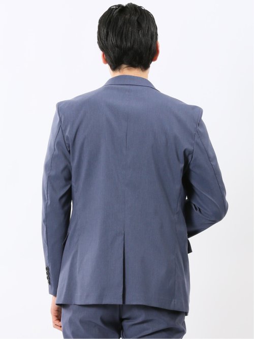 クロスストレッチ スリムフィット 2ボタンジャケット 青(セットアップ可能)