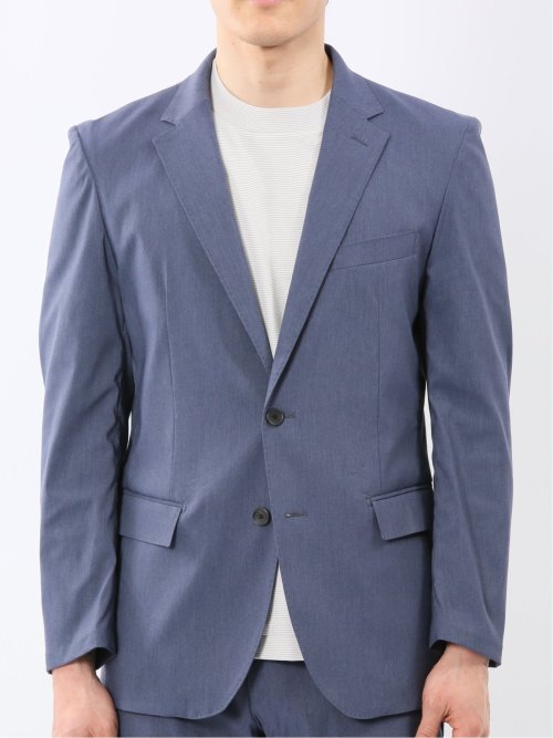 クロスストレッチ スリムフィット 2ボタンジャケット 青(セットアップ可能)