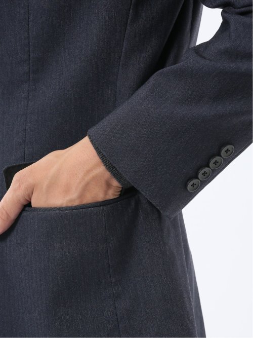 クロスストレッチ スリムフィット 2ボタンジャケット 紺(セットアップ可能)