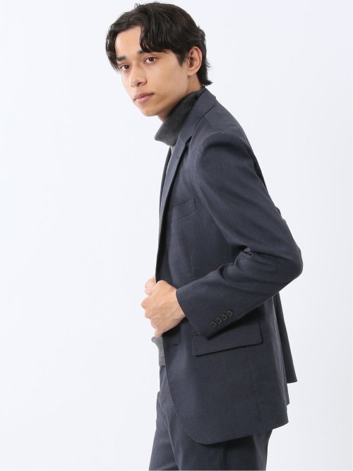 クロスストレッチ スリムフィット 2ボタンジャケット 紺(セットアップ可能)